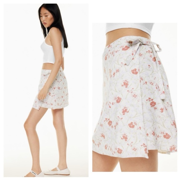 NWT Aritzia Sunday Best Dawson Floral White & Pink Wrap Mini Skirt Size S / P - Picture 3 of 8